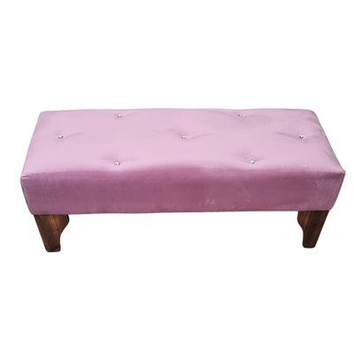 Imagen 2 del producto Banqueta Boton Diamante Palo Rosa Felpa 100x40x40 Rimar