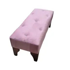 GENERICO - Banqueta Boton Diamante Palo Rosa Felpa 100x40x40 Rimar