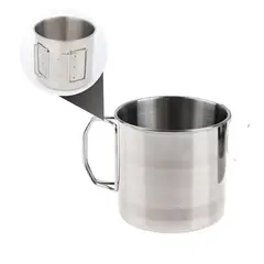 GENERICO - Tazón Taza Acero Inoxidable Asa Plegable Camping Caza