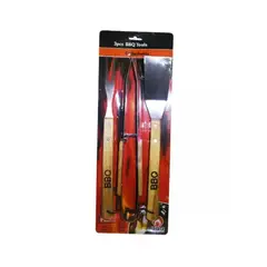 GENERICO - Set Para Asado Parrilla Metalicos 3 Piezas Barbacoa