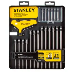 STANLEY - Set 21 puntas destornillar + mango en T STHT81218