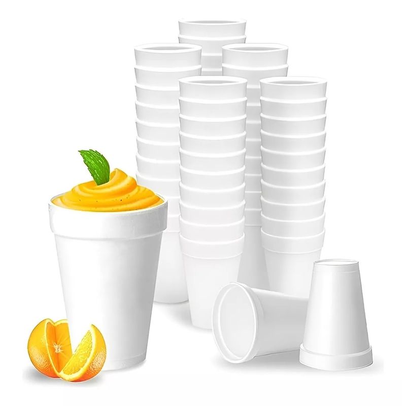 GENERICO - 50 Vasos Desechables Plumavit Termico Vaso Cafe 8oz 240ml