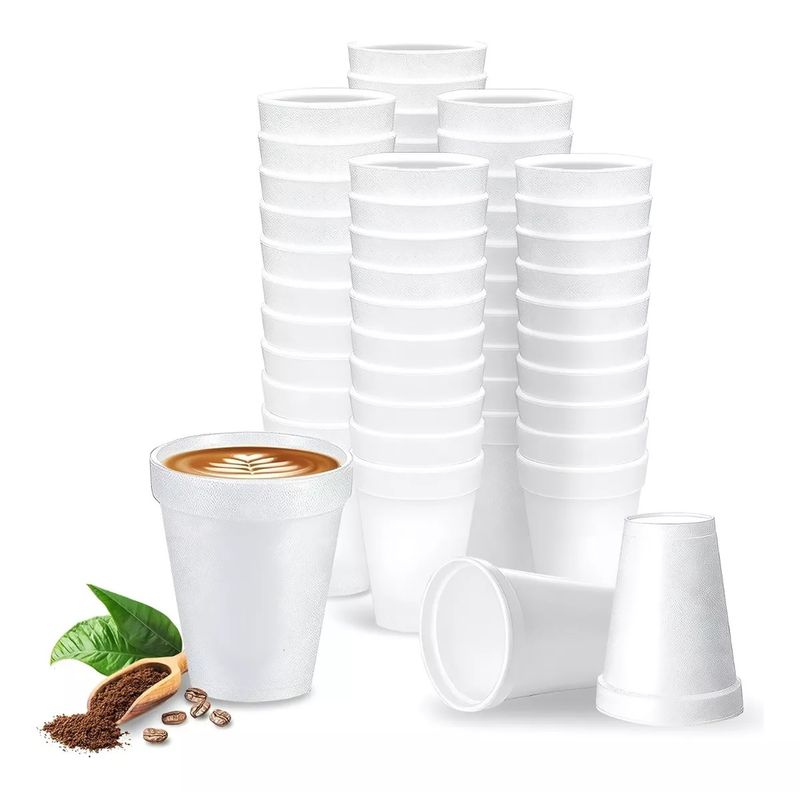 GENERICO - 100 Vasos Desechables Plumavit Termico Vaso Cafe 8oz 240ml