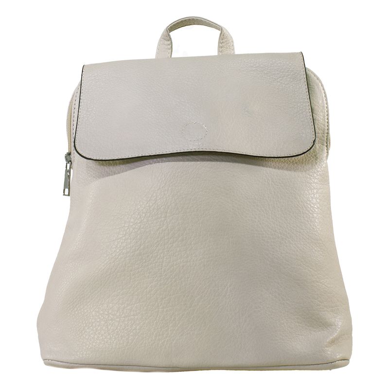 MAILEA - Mochila ecocuero con iman frontal para mujer beige