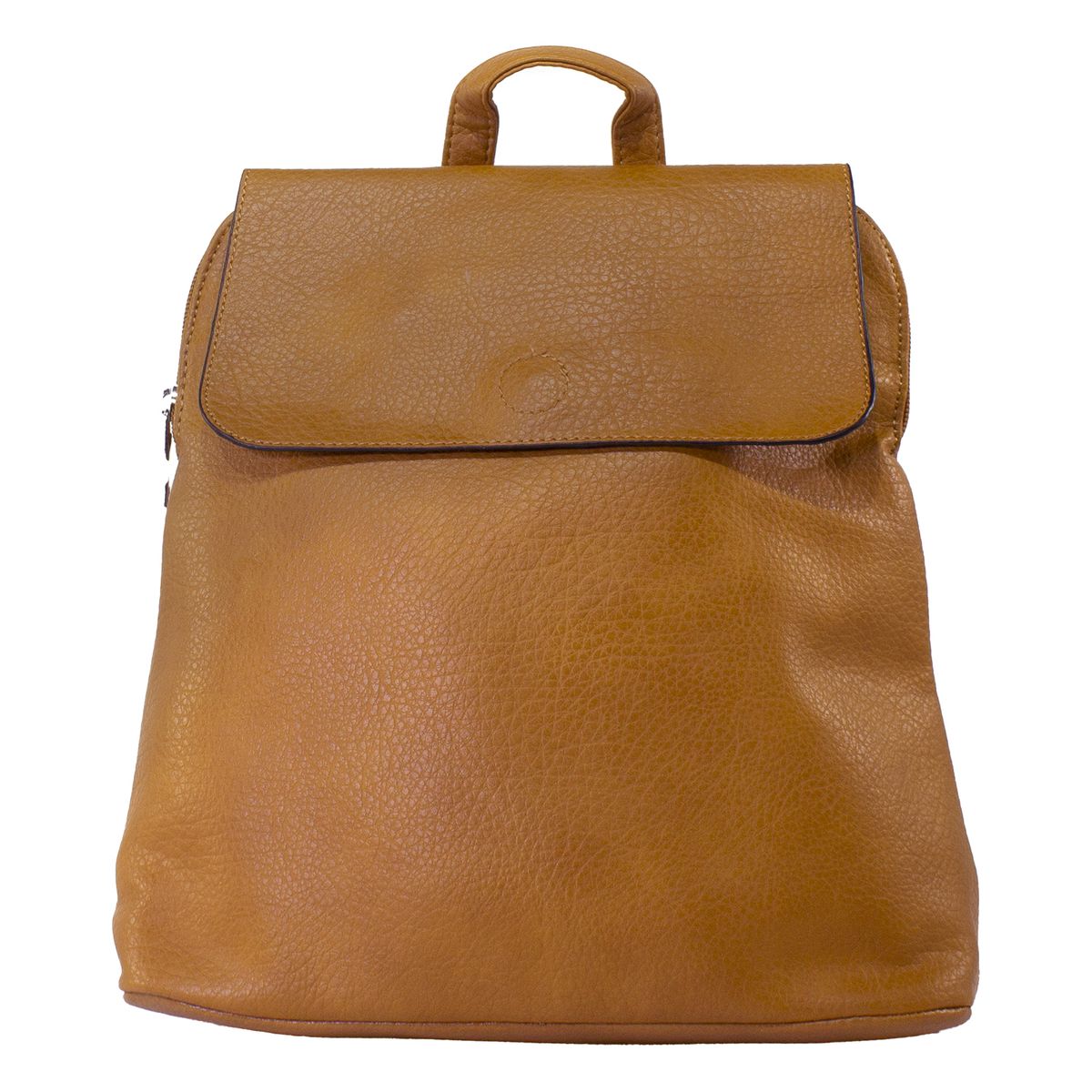 MAILEA - Mochila ecocuero con iman frontal para mujer mostaza