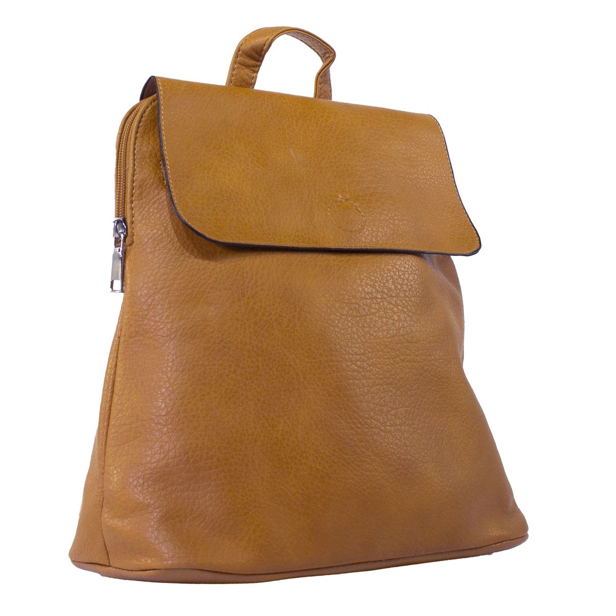 MAILEA - Mochila ecocuero con iman frontal para mujer mostaza