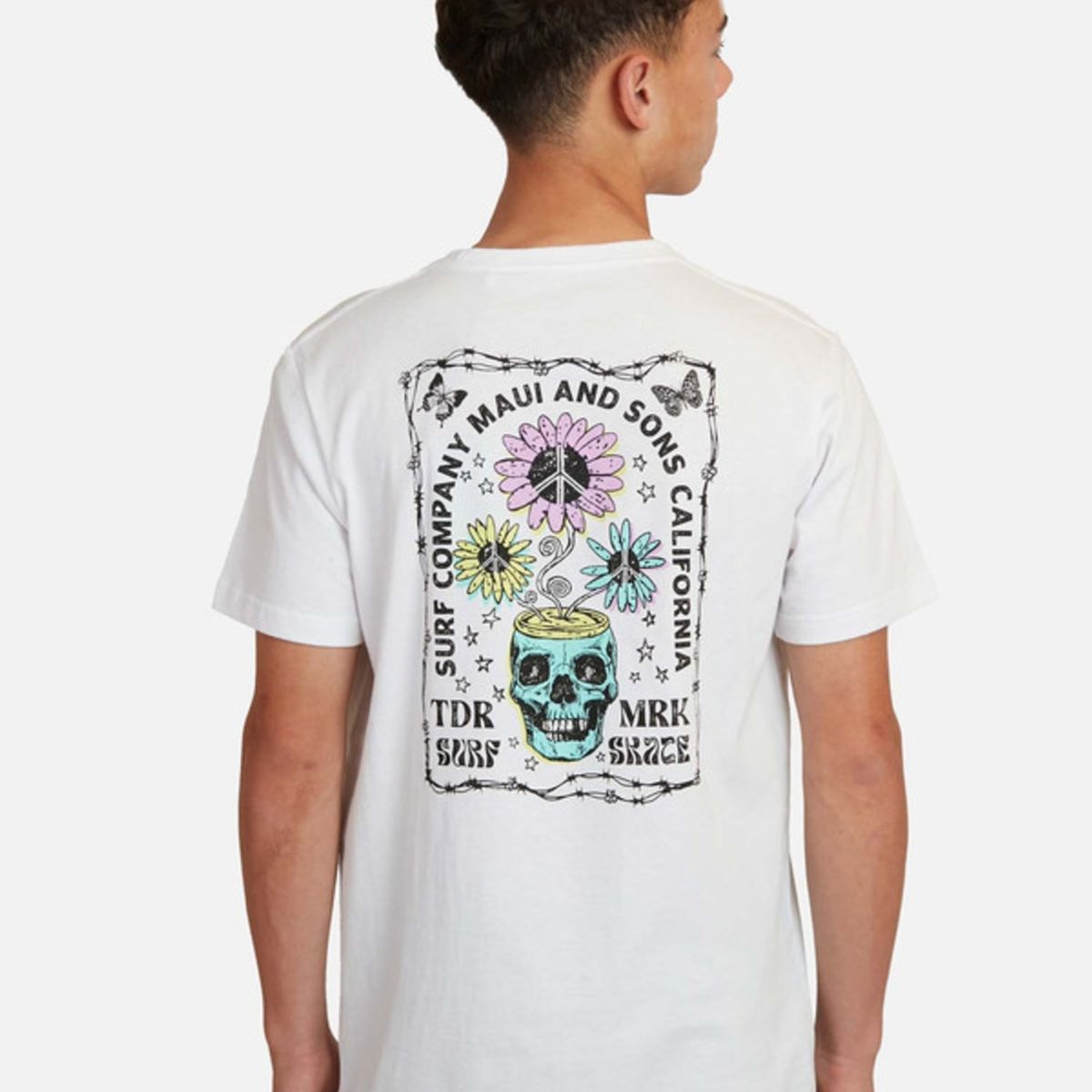 MAUI AND SONS - Polera Surf Company Kalaka Flowers Juvenil Hombre Blanco
