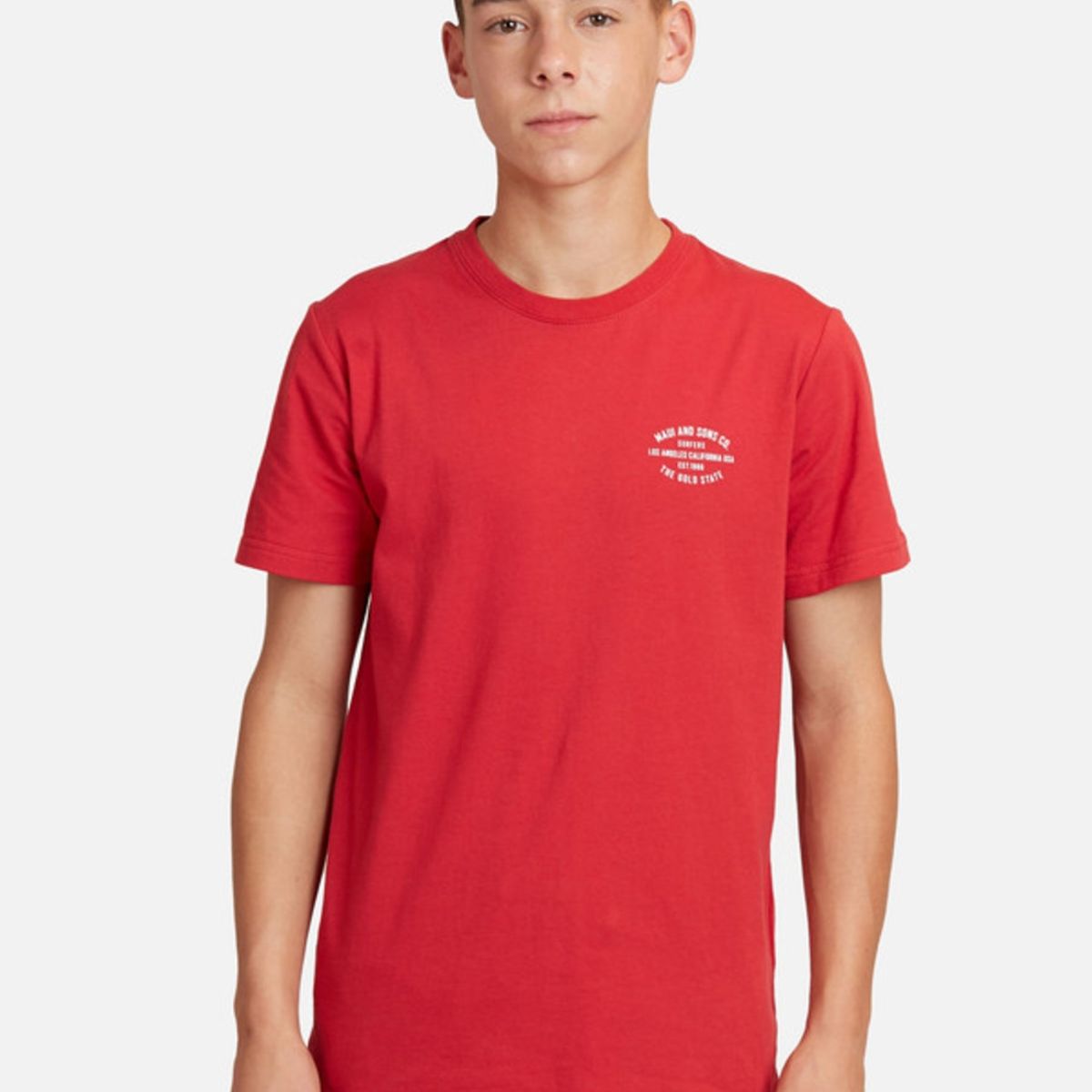MAUI AND SONS - Polera The Gold State Tees Juvenil Hombre Rojo