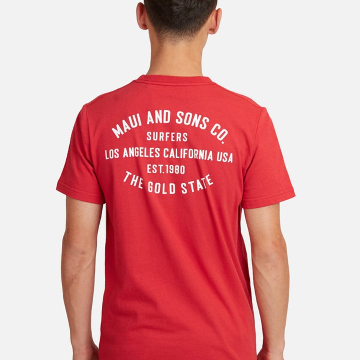 MAUI AND SONS - Polera The Gold State Tees Juvenil Hombre Rojo