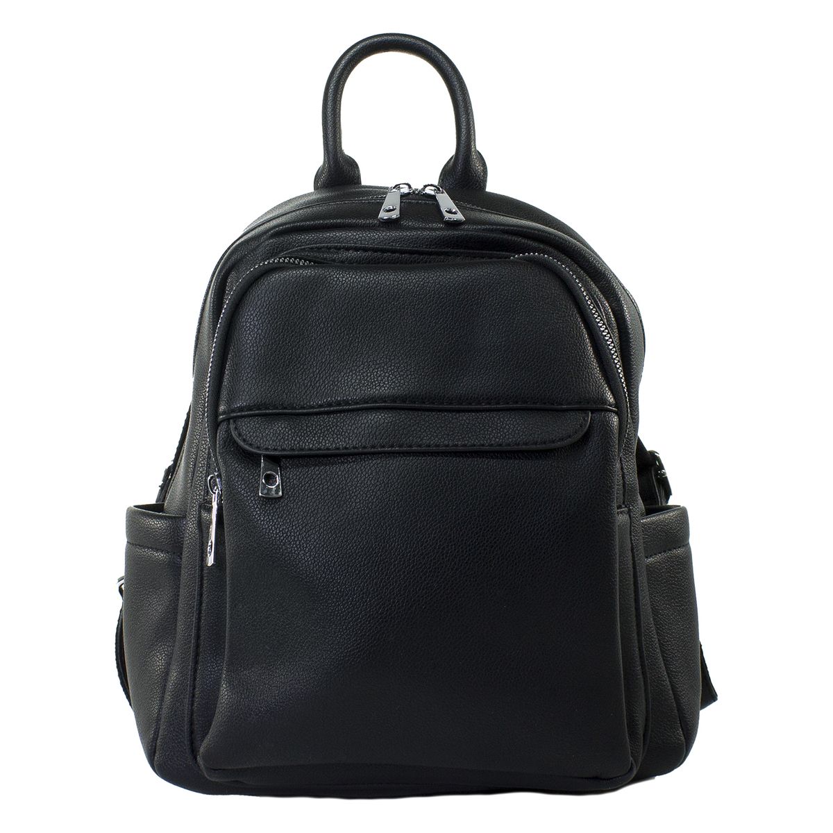 MAILEA - Mochila ecocuero chapeta frontal para mujer negro