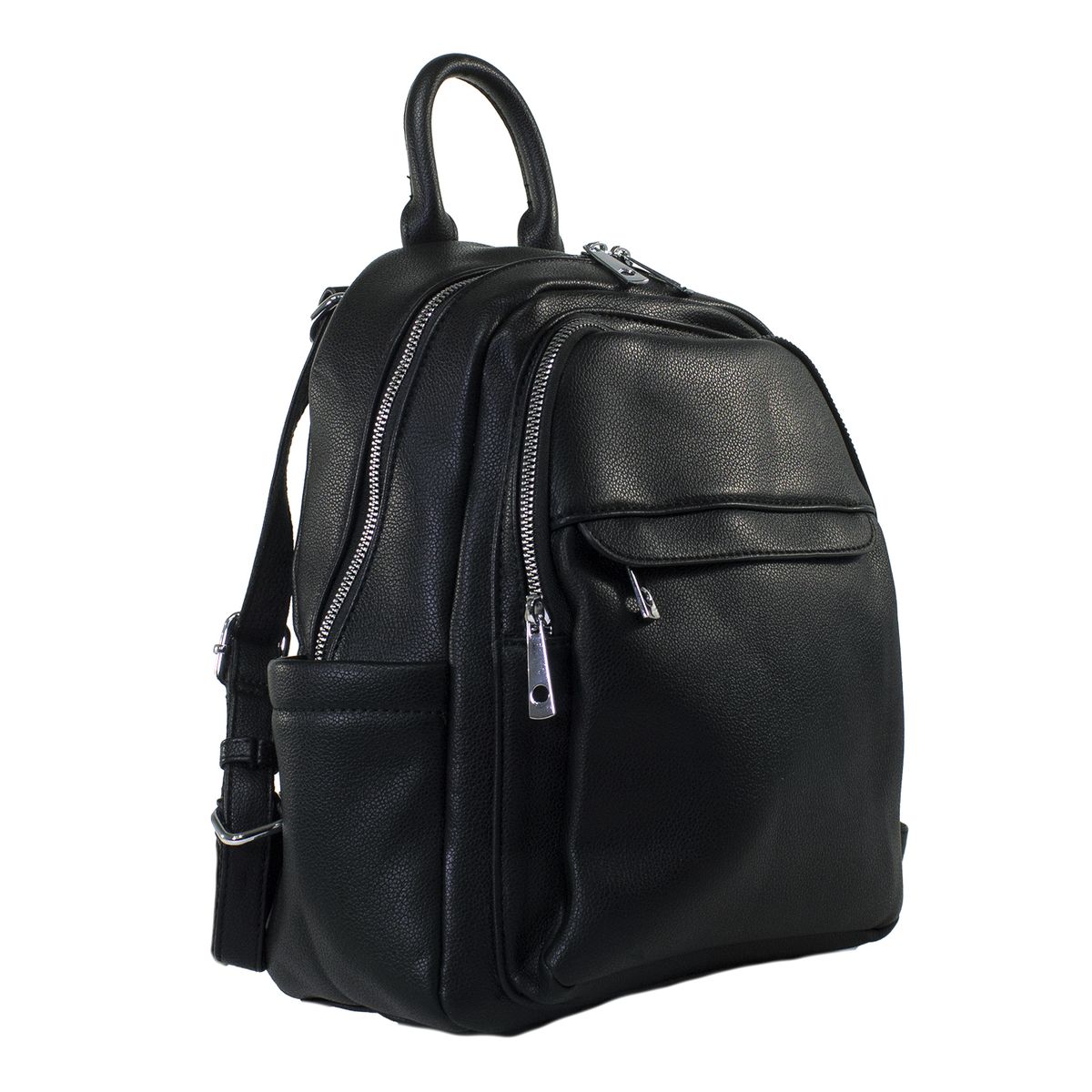 MAILEA - Mochila ecocuero chapeta frontal para mujer negro
