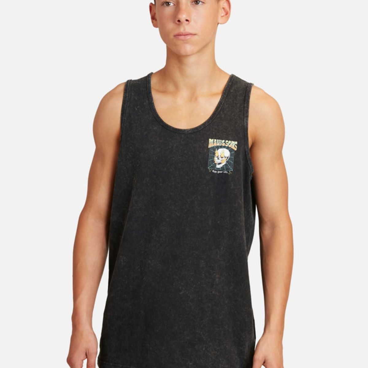 MAUI AND SONS - Polera Kalaka Surf Tanks Juvenil Hombre Negro