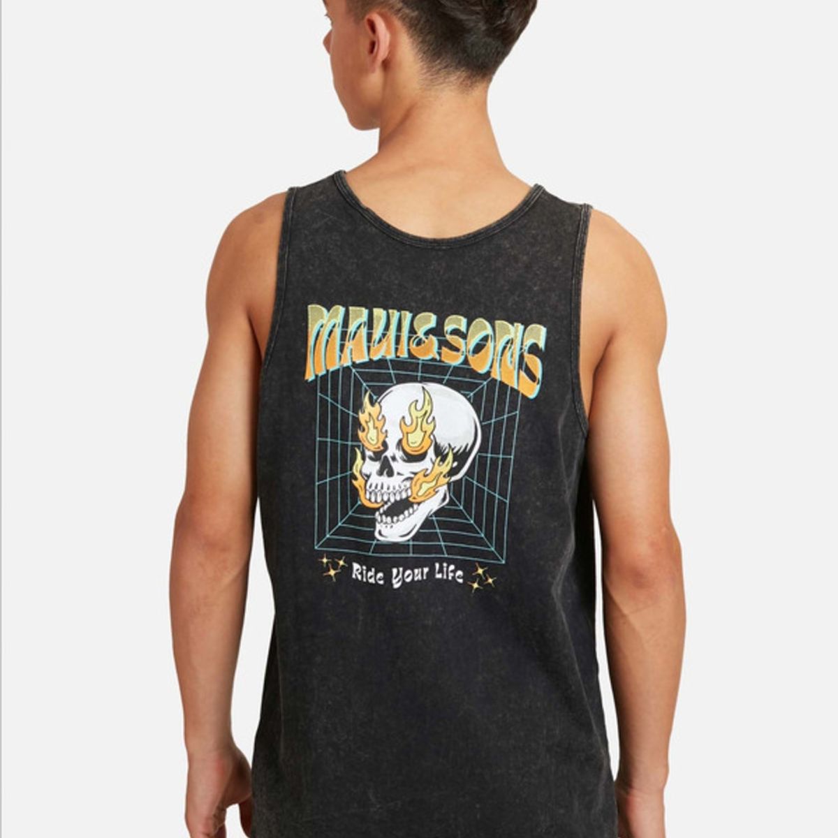 MAUI AND SONS - Polera Kalaka Surf Tanks Juvenil Hombre Negro
