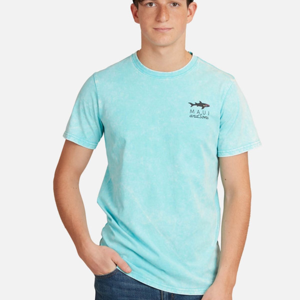 MAUI AND SONS - Polera Shark Mini Juvenil Hombre Celeste