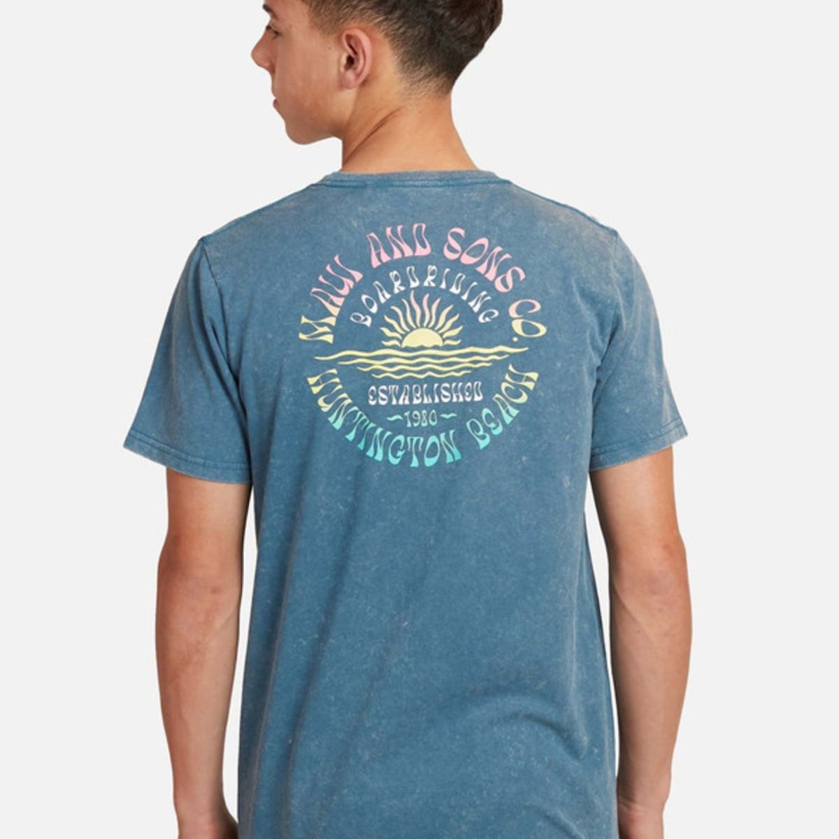 MAUI AND SONS - Polera Acid Sunset Sst Juvenil Hombre Azul