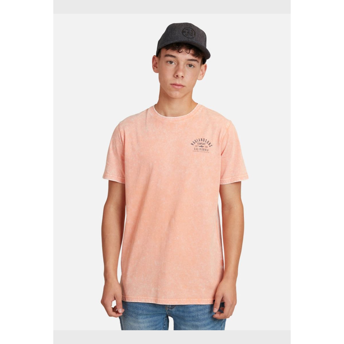 MAUI AND SONS - Polera Acid Company Shark Sst Juvenil Hombre Naranjo