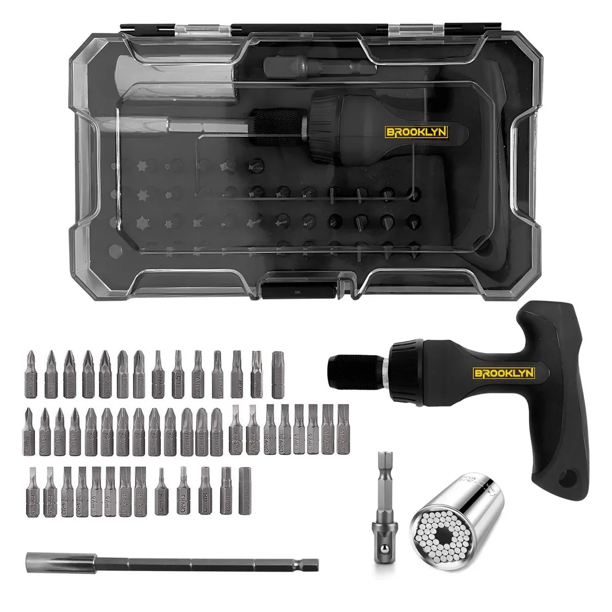 BROOKLYN - Juego Herramientas Llave Dado Universal Brooklyn 45 Piezas