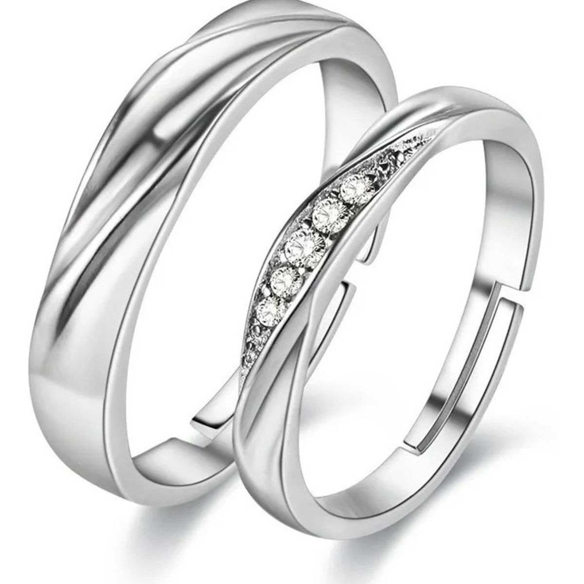 GENERICO - Anillos Plata Fina 925 Pareja Amor Compromiso Matrimonio