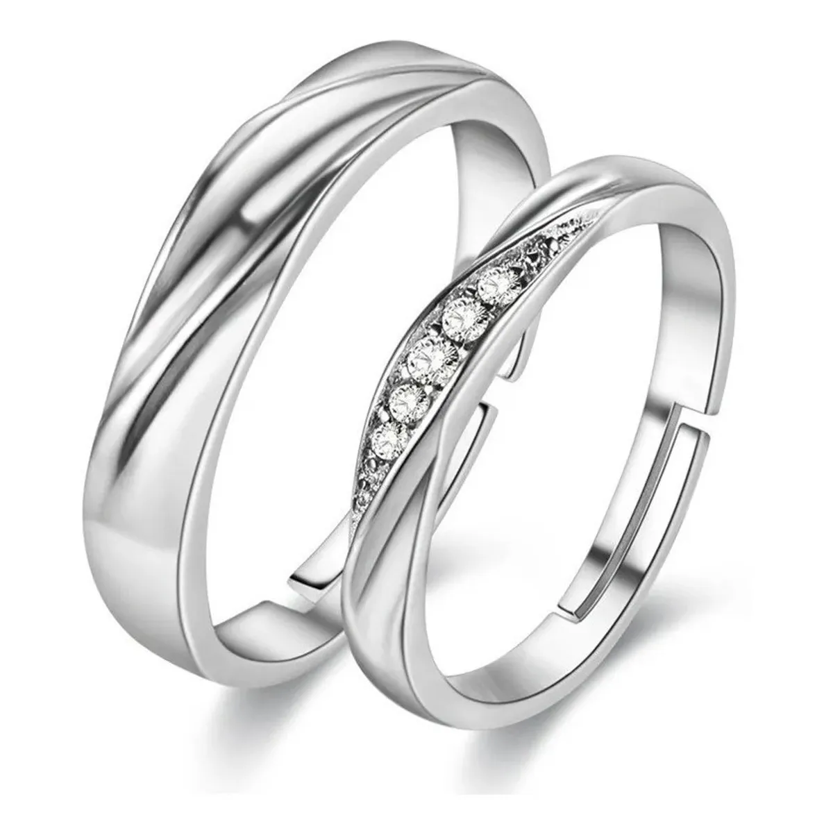 GENERICO - Anillos Plata Fina 925 Pareja Amor Compromiso Matrimonio