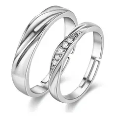 GENERICO - Anillos Plata Fina 925 Pareja Amor Compromiso Matrimonio
