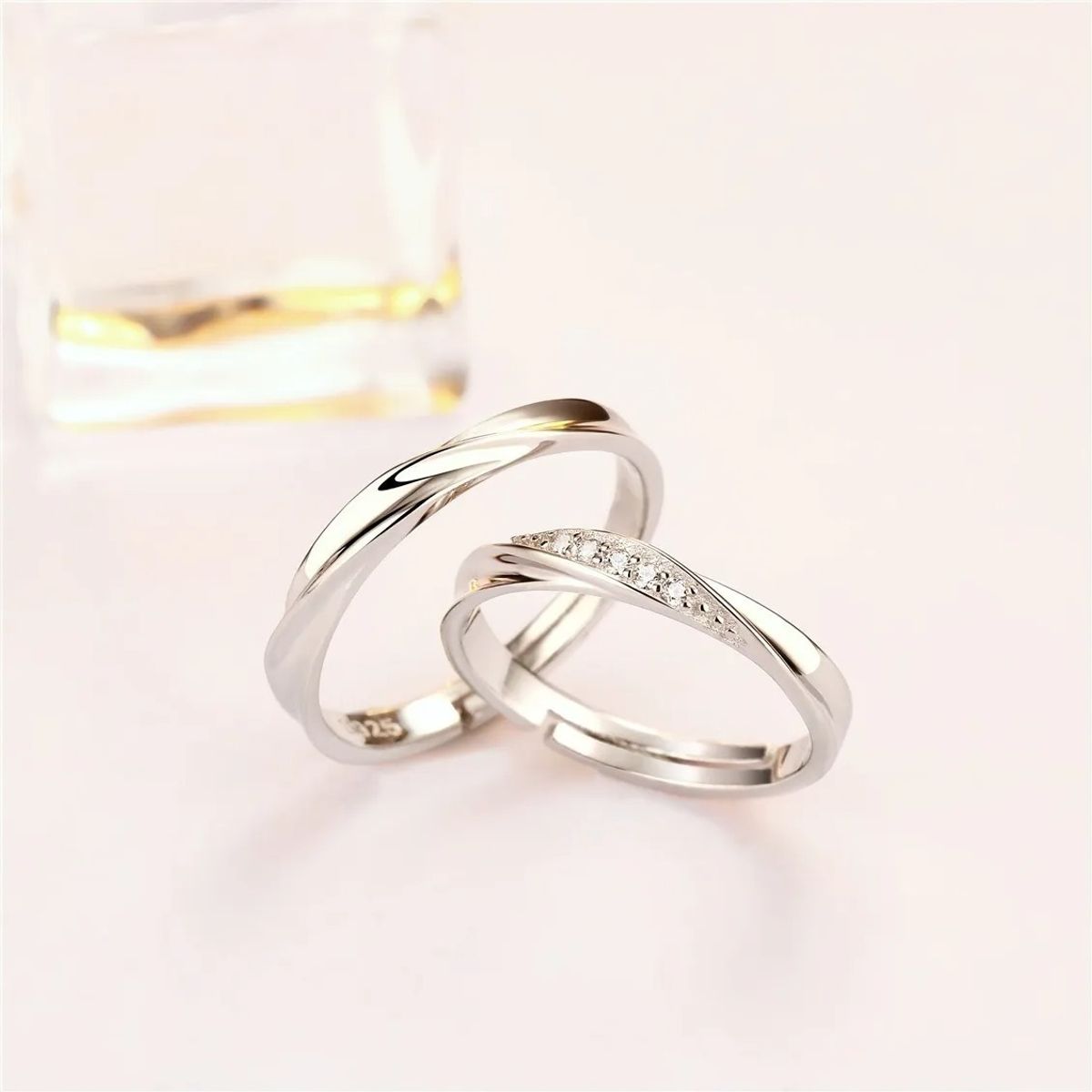 GENERICO - Anillos Plata Fina 925 Pareja Amor Compromiso Matrimonio