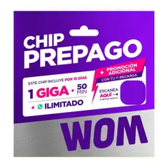 WOM - 25 chip con 1gb + 50 minutos x 15 días