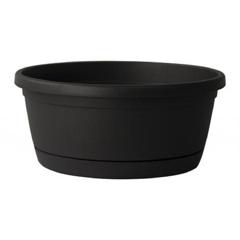 EURO3PLAST - Macetero de plástico con plato 30x13 cm color Gris antracita