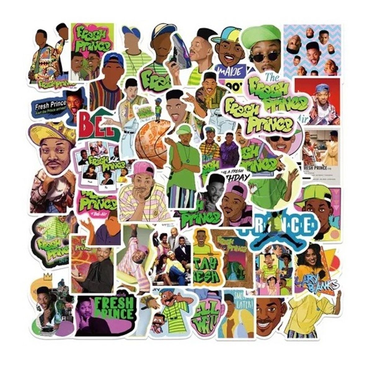 GARSIL - 50 Stickers De El Príncipe Del Rap - Etiquetas Autoadhesivas