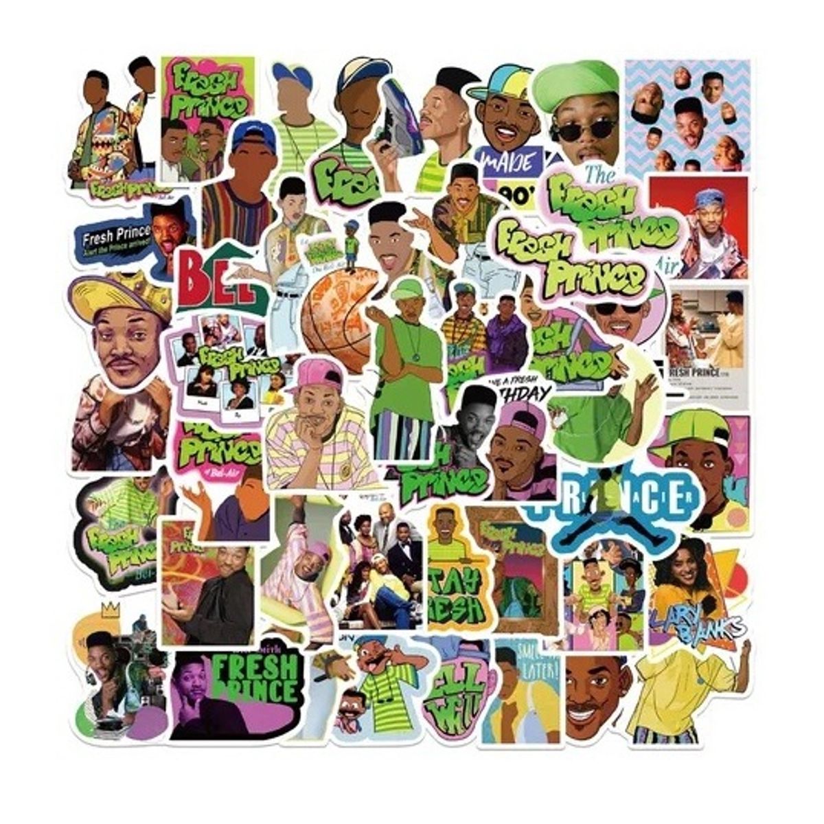 GARSIL - 50 Stickers De El Príncipe Del Rap - Etiquetas Autoadhesivas