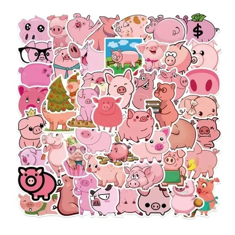GARSIL - 50 Stickers De Cerdo Kawaii - Etiquetas Autoadhesivas