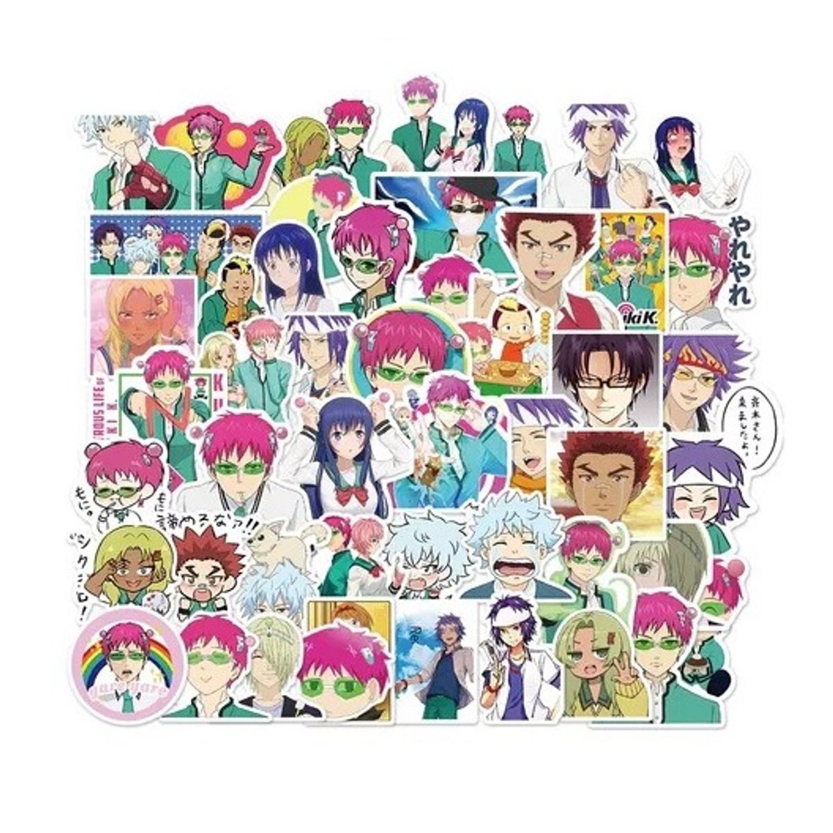 GARSIL - 50 Stickers De Kusuo Saiki - Etiquetas Autoadhesivas