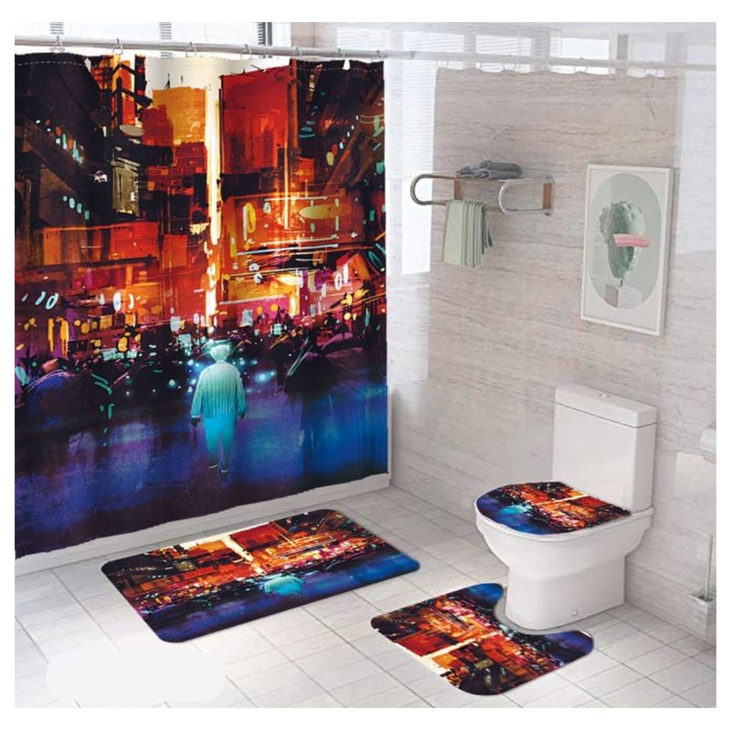 GENERICO - SET de baño COMPLETO 4 piezas CON DISEÑO REALISTA