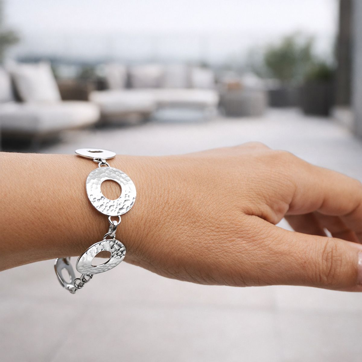 JOYAS MYTOKE - Pulsera Textura Circulos Calados Plata Nacional 980