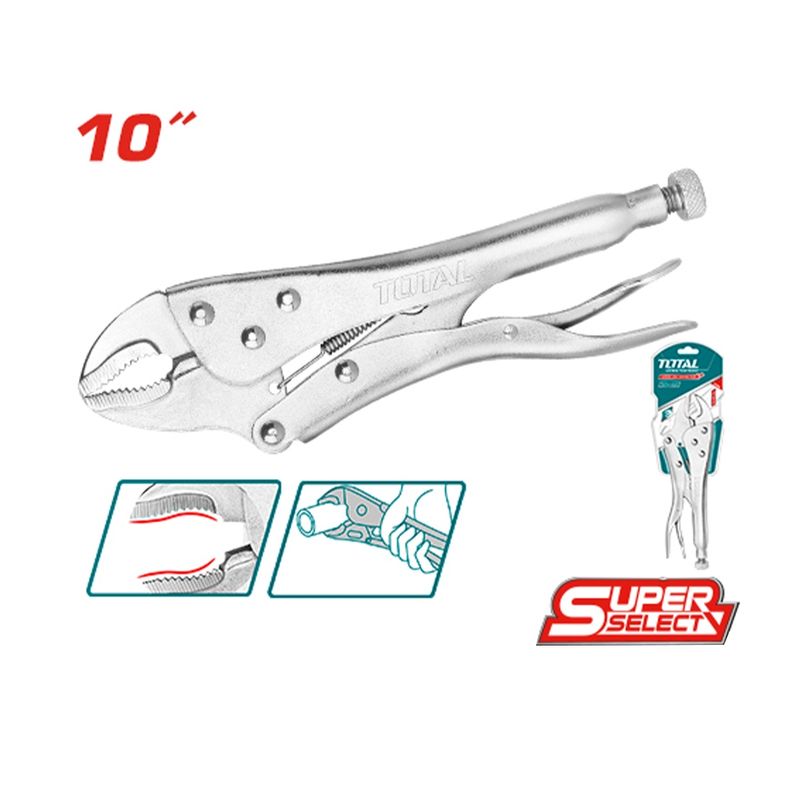 TOTAL TOOLS - Alicate Caimán de Presión Boca Curva 10 Pulgadas TOTAL