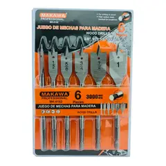 MAKAWA - Kit Juego Set De Mecha De Madera Para Taladro 6 Pieza