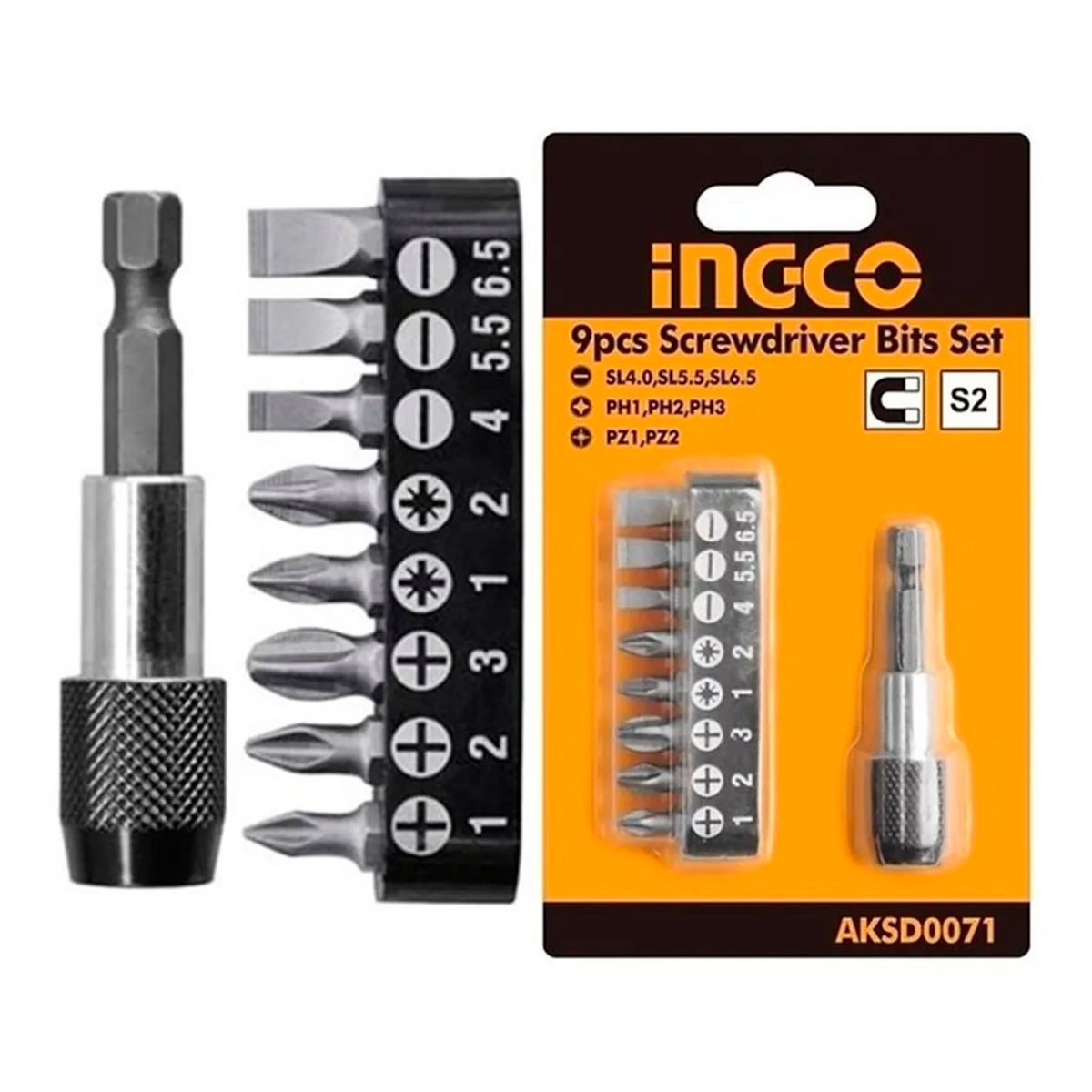 INGCO - Juego De Puntas Taladro Atornillador 9 Pcs Magnetico Ingco