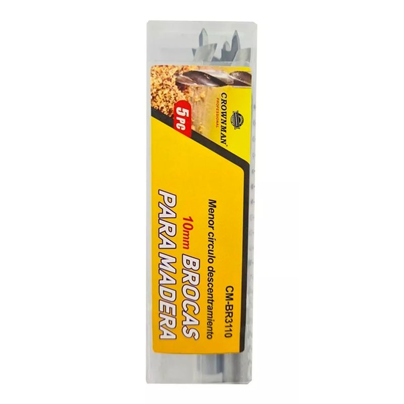 GENERICO - Kit Set Juego Brocas Para Madera 10mm 5 Piezas Crownman
