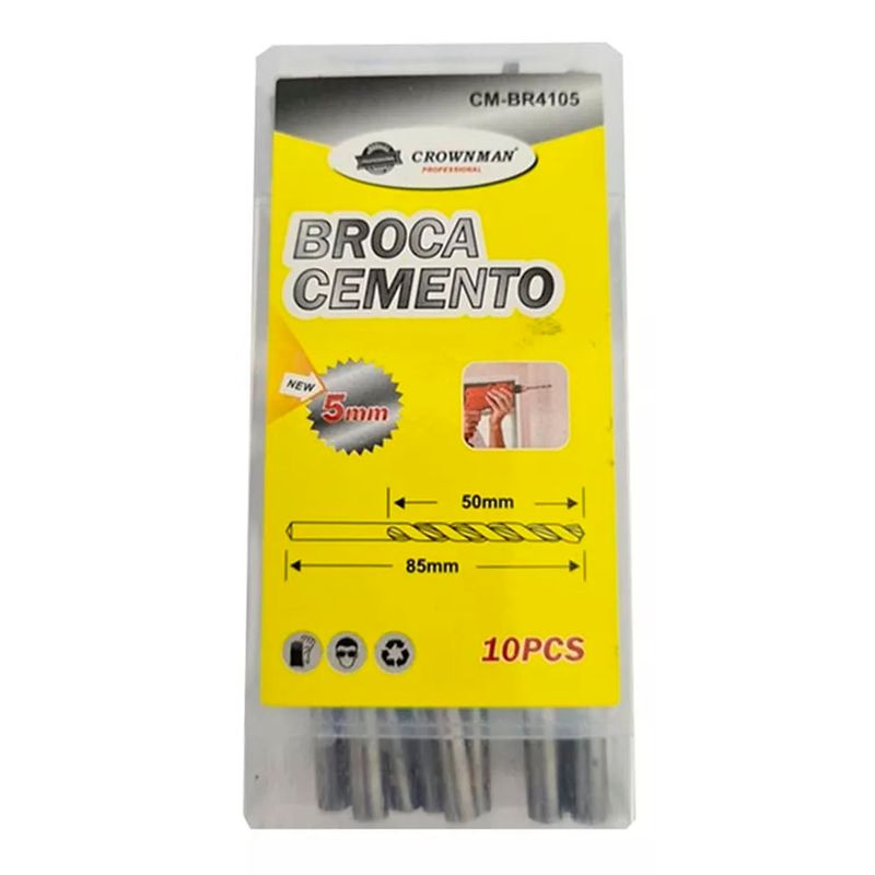 GENERICO - Kit Set Juego Brocas Para Concreto 5mm 10 Piezas Crownman
