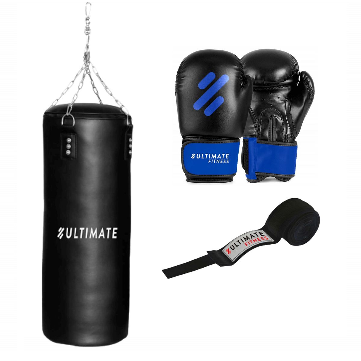 ULTIMATE FITNESS - SACO BOXEO PRO 20KG GUANTES BOXEO COMBAT PRO V2 12OZVENDAS