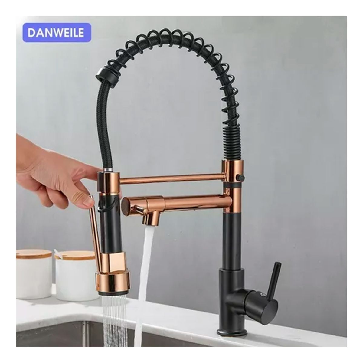 GENERICO - Grifo Llave Lavaplatos Monomando Cocina Extensible Triple