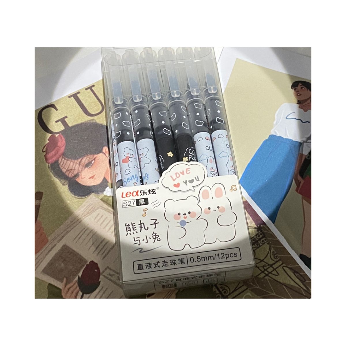 GENERICO - Caja 12 Lápices Tinta Gel Borrable 0.5 Mm Lápiz Kawai