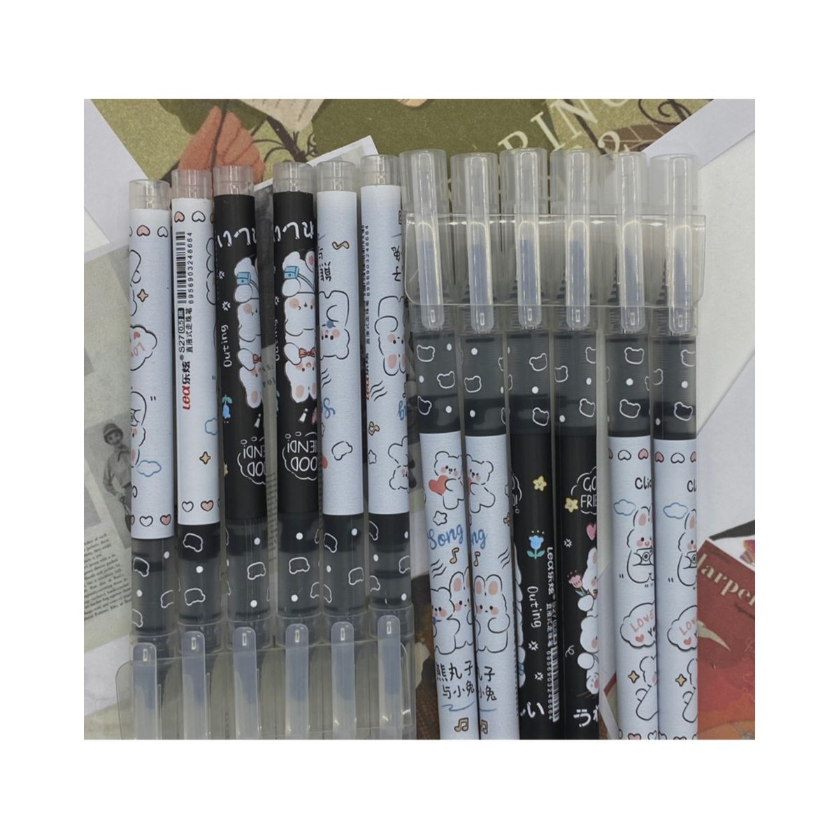 GENERICO - Caja 12 Lápices Tinta Gel Borrable 0.5 Mm Lápiz Kawai