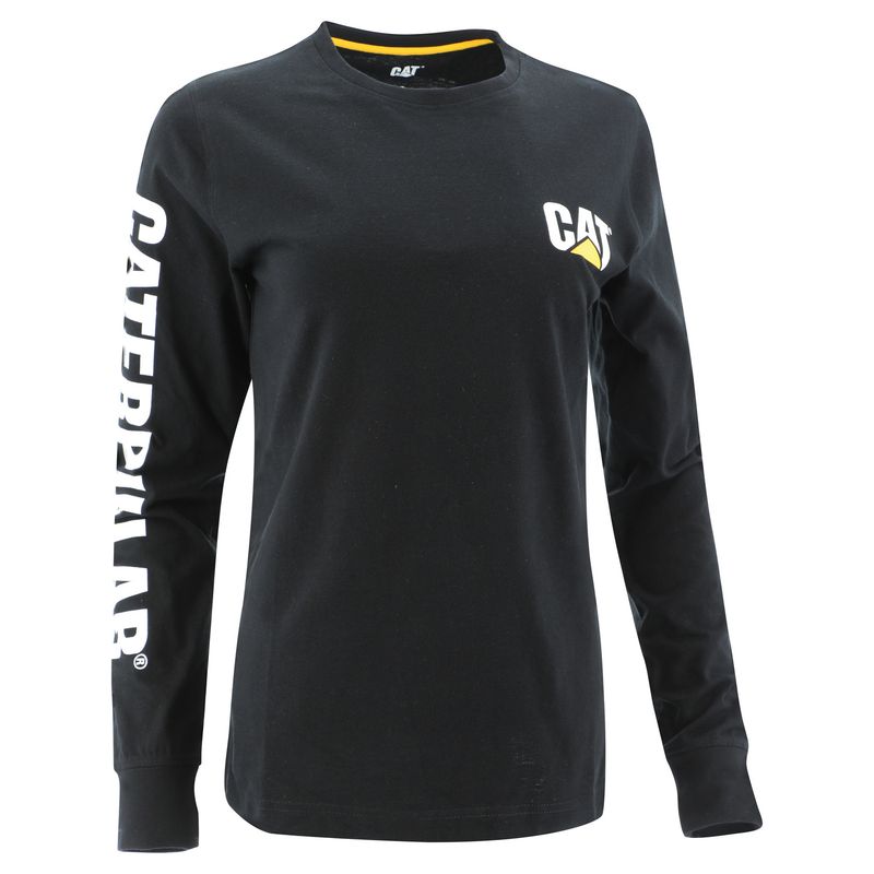 CAT - Polera Manga Larga Mujer Trademark Banner Negro CAT