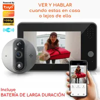 Timbre Mirilla Ojo Mágico Inteligente Full HD Wifi con Monitor Interior