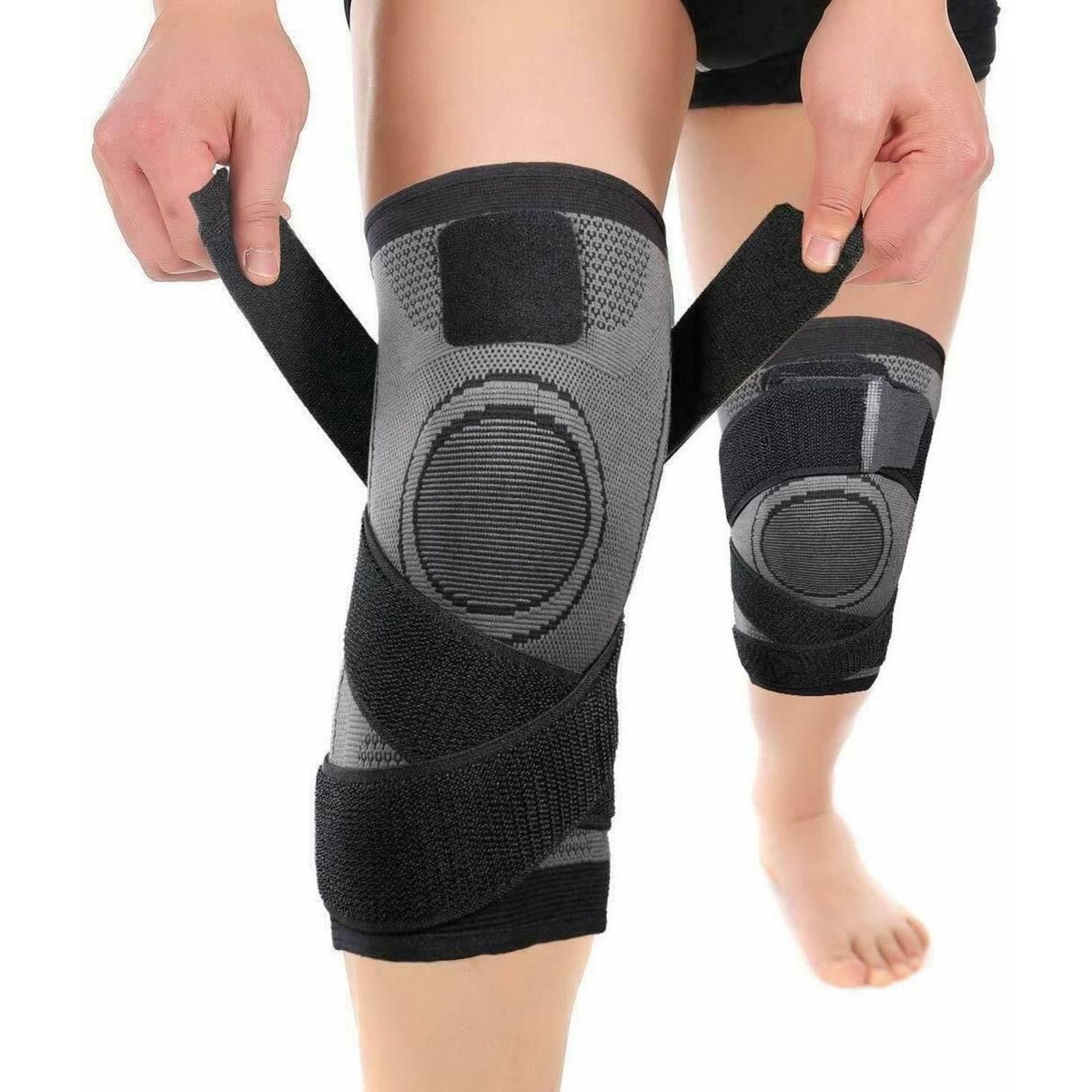 FITNICS - Rodillera Dep Compresion SetX2 Banda Sujecion - Gris - M