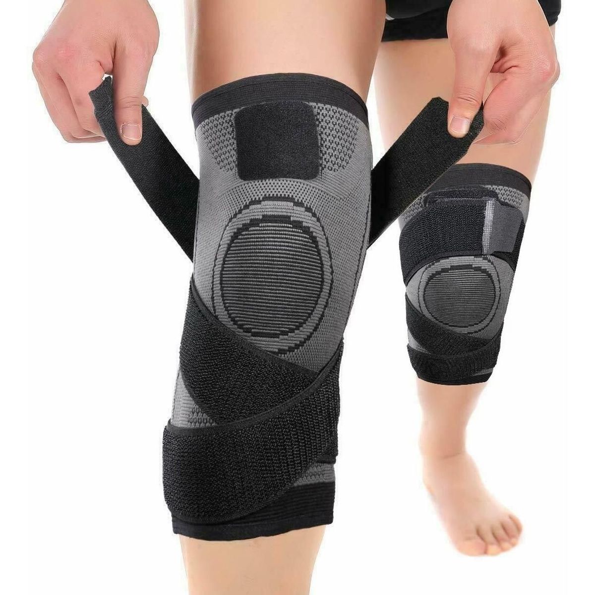 FITNICS - Rodillera Dep Compresion SetX2 Banda Sujecion - Gris - M
