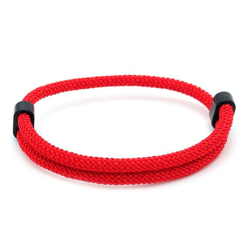 MILLAM - Pulsera Cuerda Roja Ajustable con Acero Negro