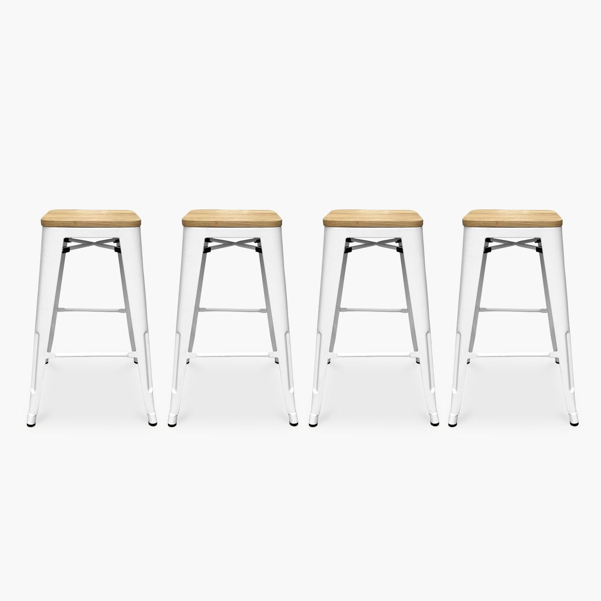 FORM DESIGN - Pack 4 Tolix Taburetes 66 Madera Blanco Form