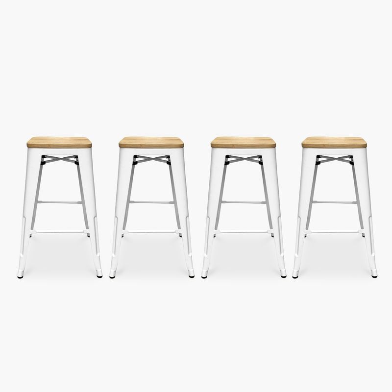 FORM DESIGN - Pack 4 Tolix Taburetes 66 Madera Blanco Form