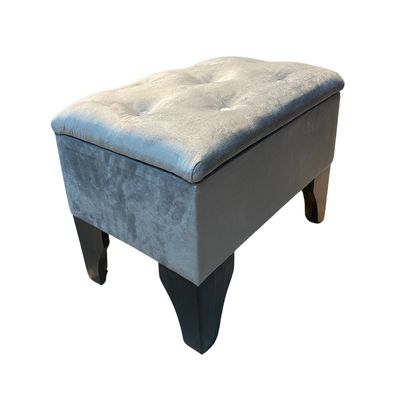 Imagen 2 del producto Banqueta Baúl Botón Gris Felpa Muebles Rimar 60x40x45x20
